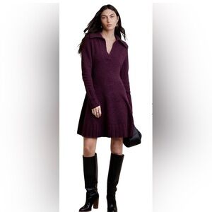 Banana Republic Rose XL Deep Purple Long Sleeve Collar Sweater Dress